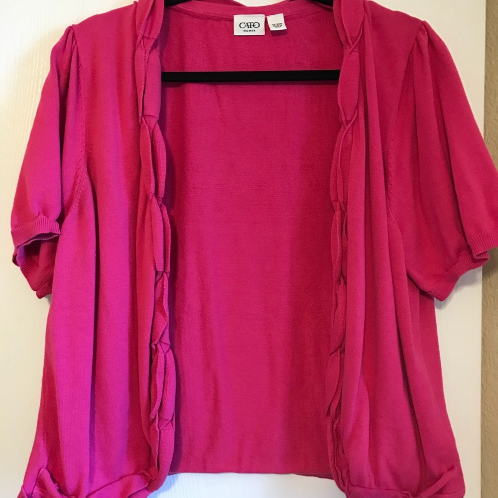 Pink shrug w braid detailing